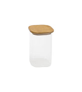 Pote de Vidro Empilhável com Tampa de Bambu Quadrado Mantimento 1,4 Litros - Ela Decora